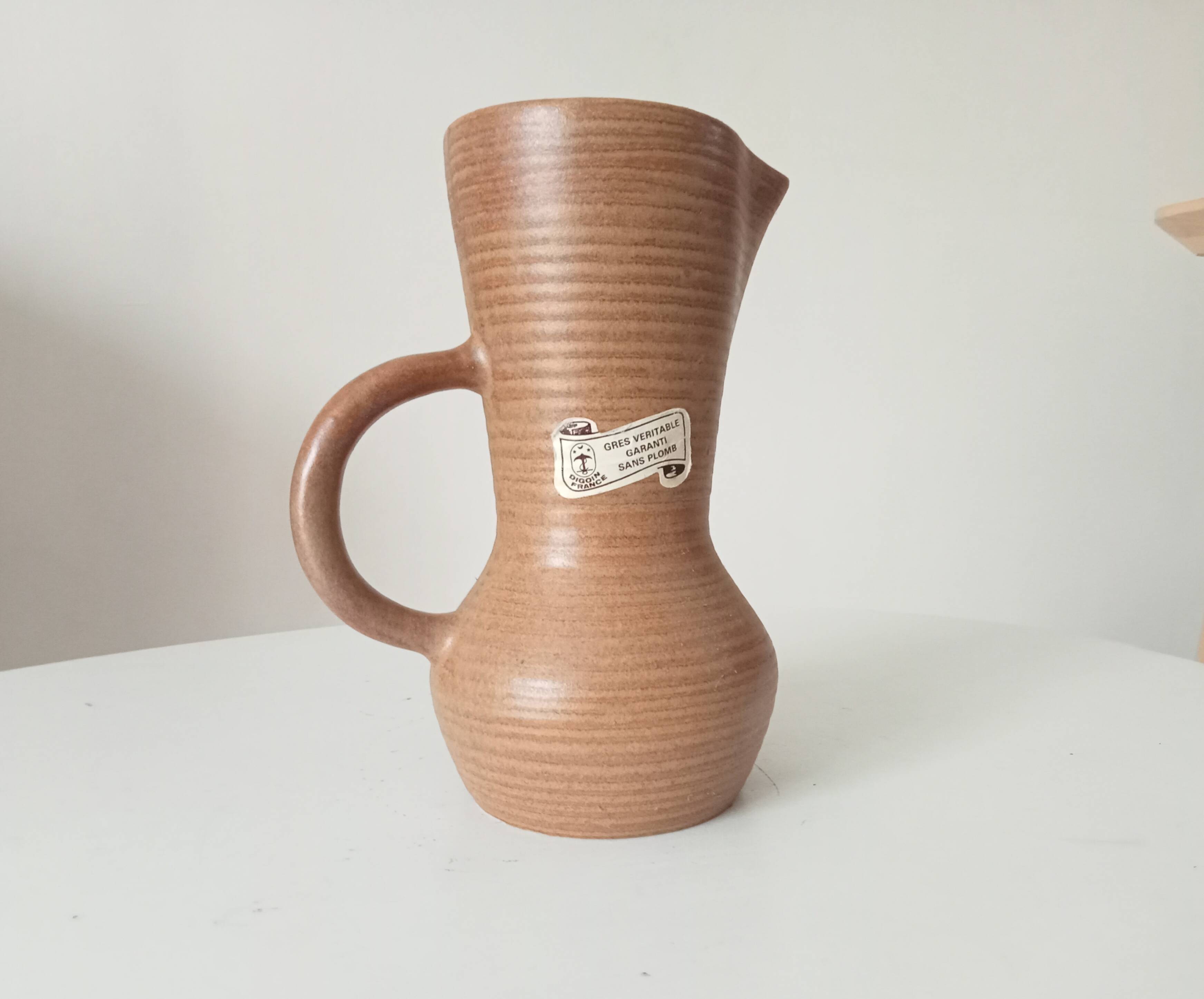 Vintage stoneware jug Digoin free form
