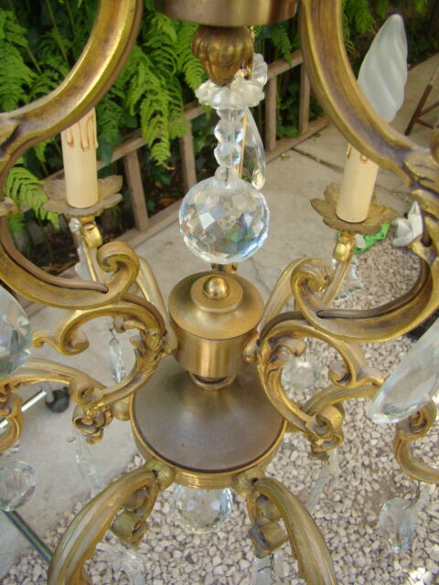 Lustre St Louis XV bronze and ancient crystal