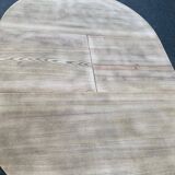 Table à manger ronde extensible de ferme rénovée en bois brut 170cm