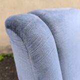 Cocktail armchair in sky blue velvet 1960s