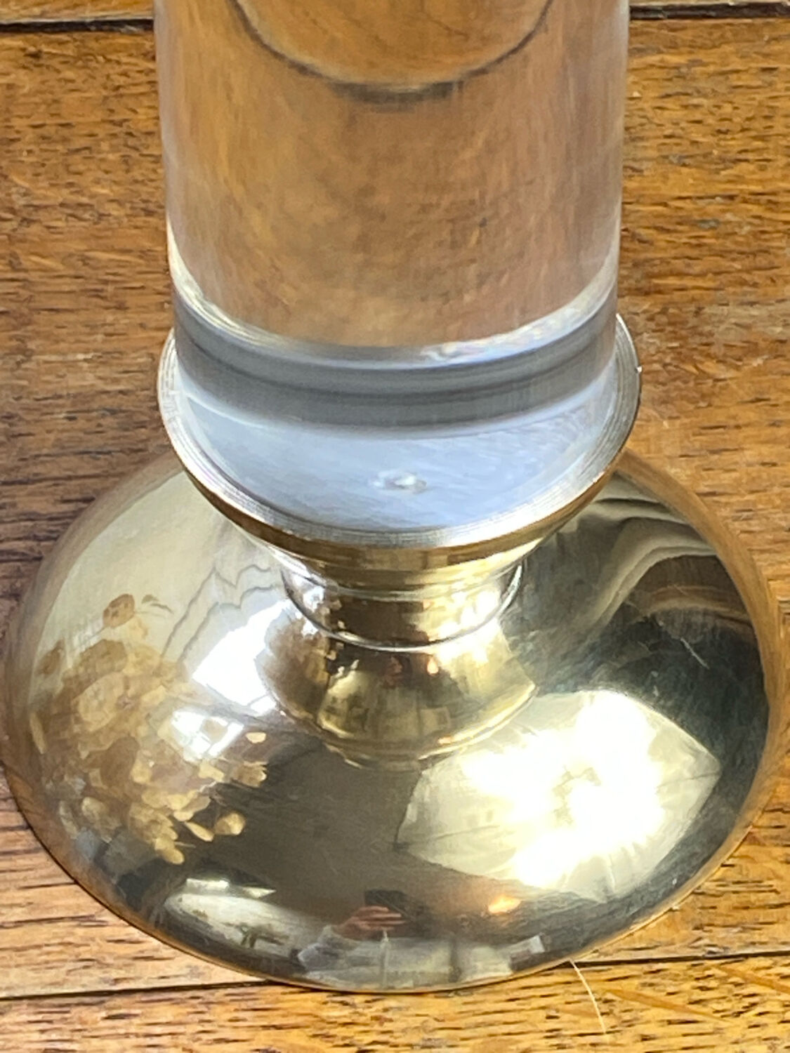 Lucite and brass candlestick, 1960s/70s