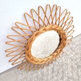 Small rattan sun mirror 1970