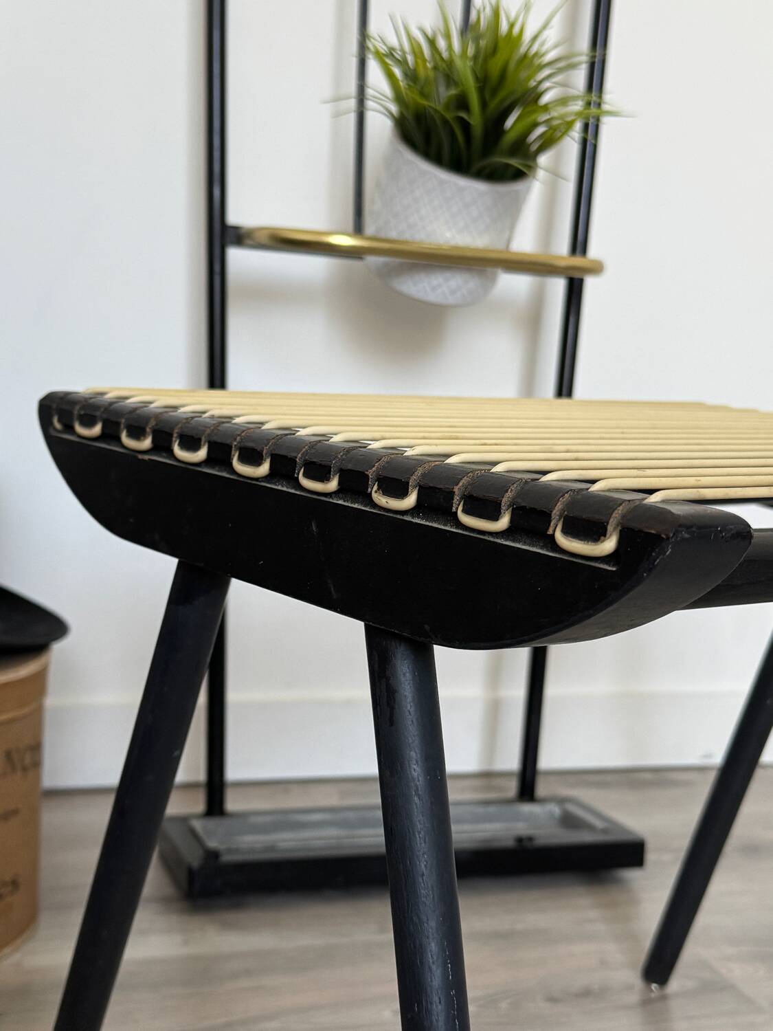 Vintage black Georges Tigien stool