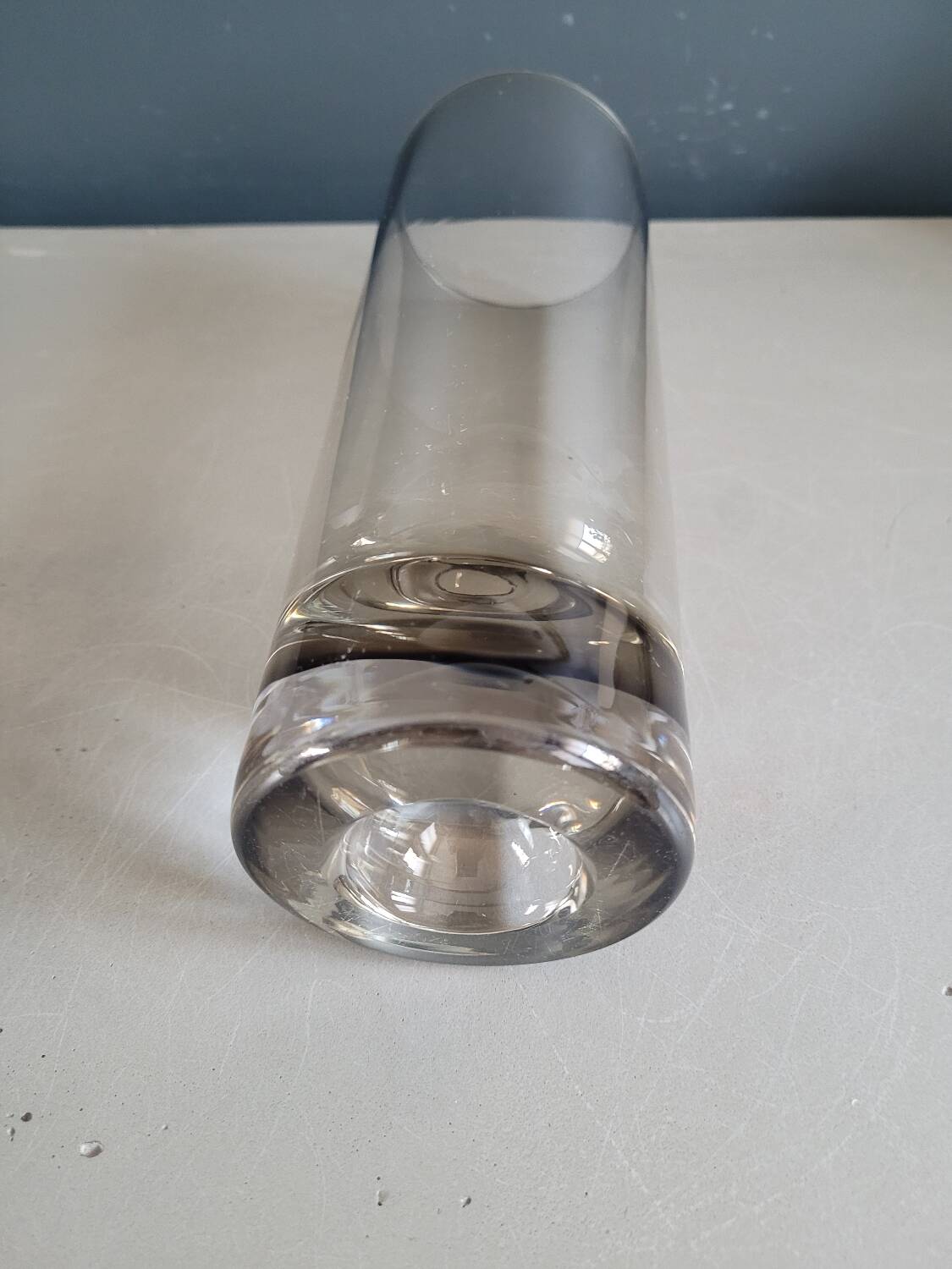 Smoked glass roller vase