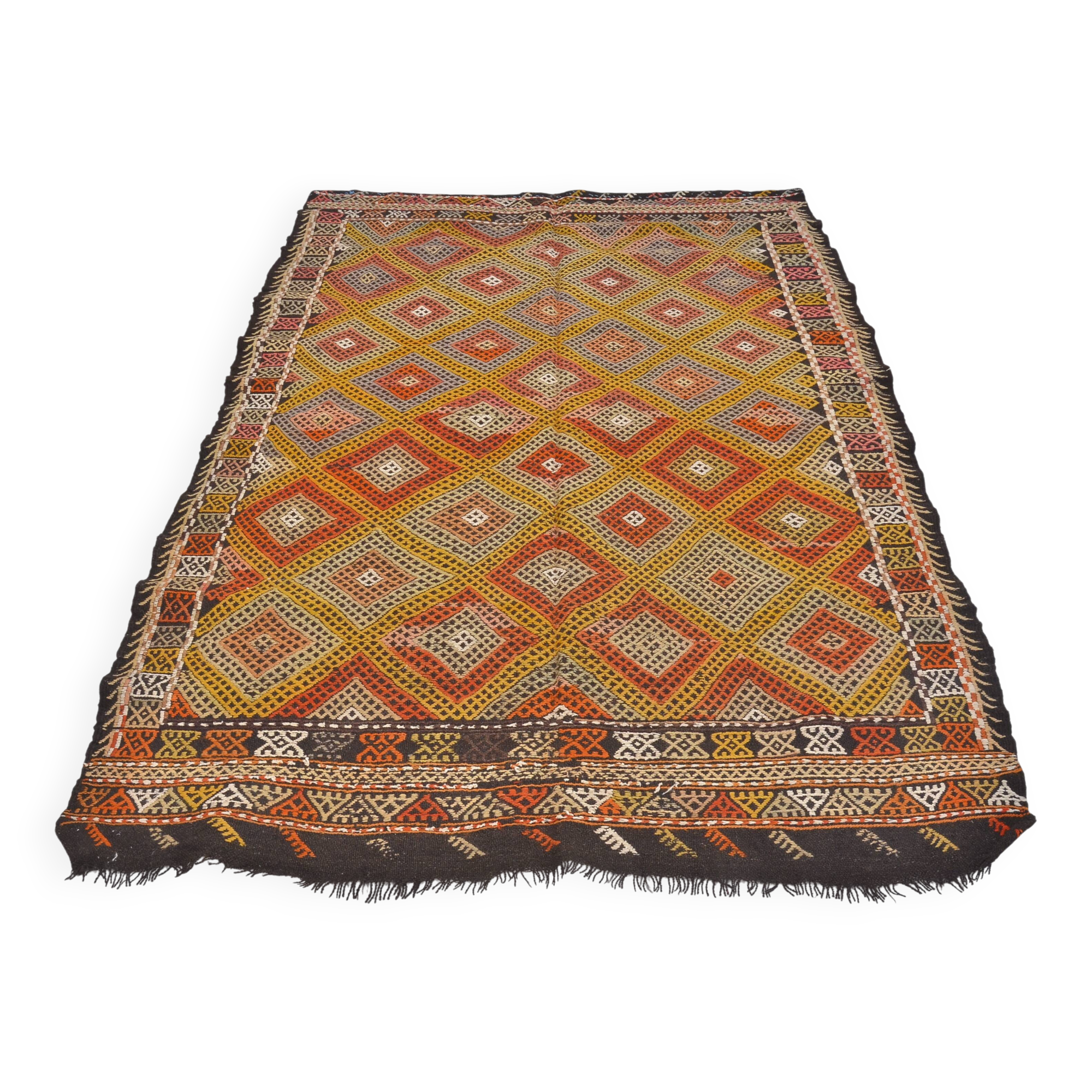 Geometric Turkish Handwoven Kilim Rug sku1628