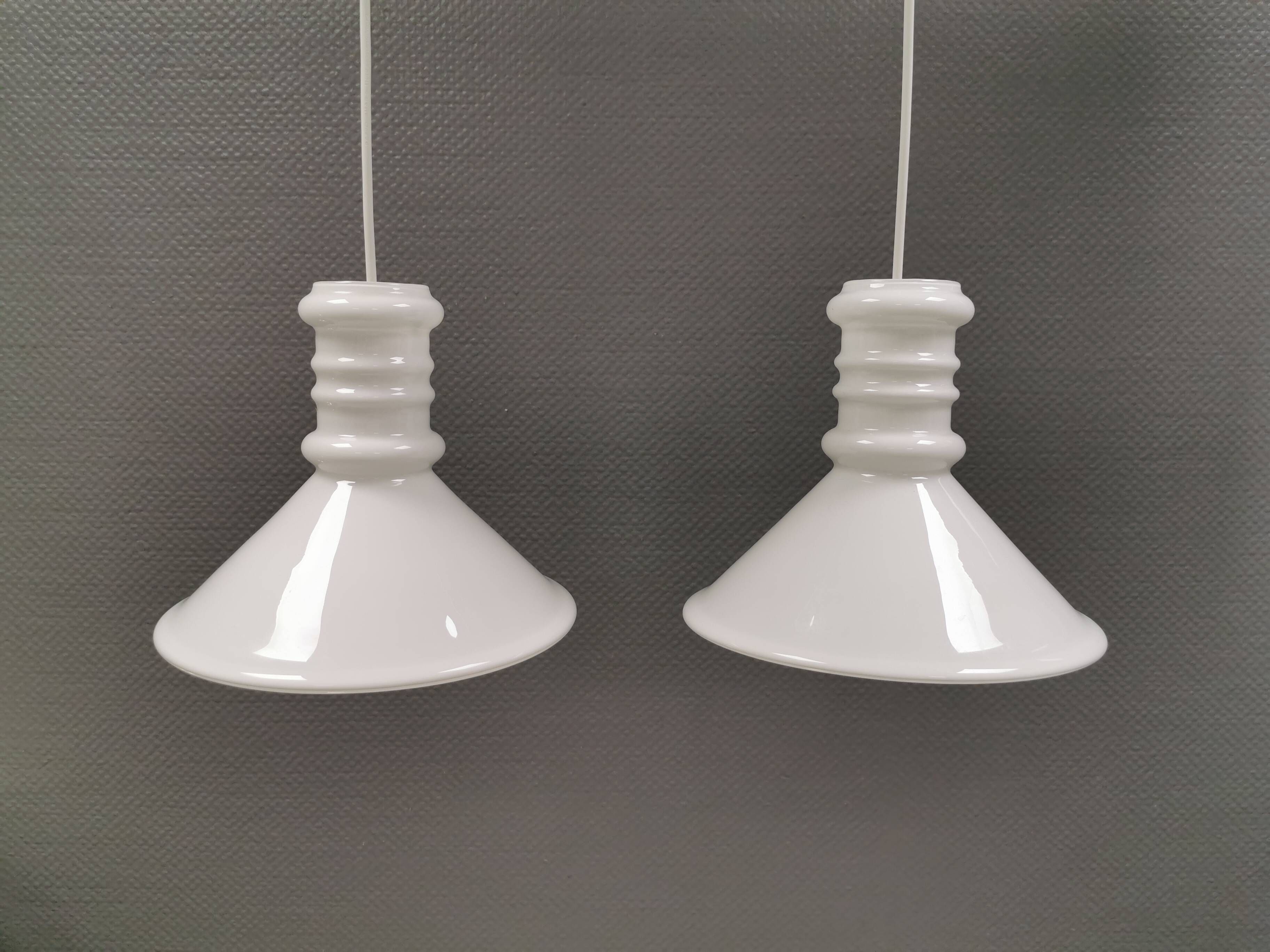 A pair of Sidse Werner pendant lamps, for Royal Copenhagen Denmark 1980s