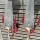 Pair of wall lights Vintage 1950s/60s glass/brass/red flames plastic