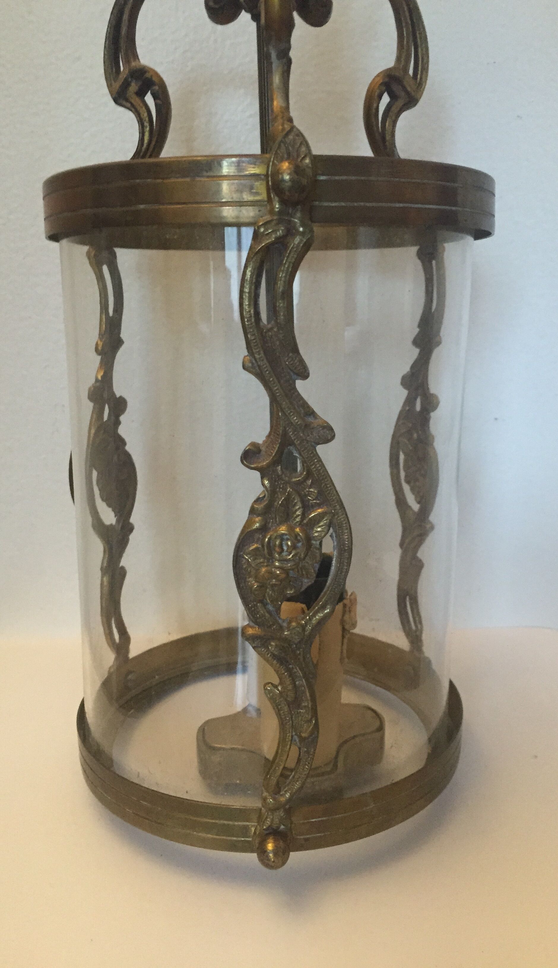 Old lantern in bronze and glass