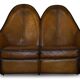 Modern Art leather sofa, restored, two-seater