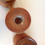 Five-headed chandelier in wood and ceramic Scandinavian style / vintage 60s-70s