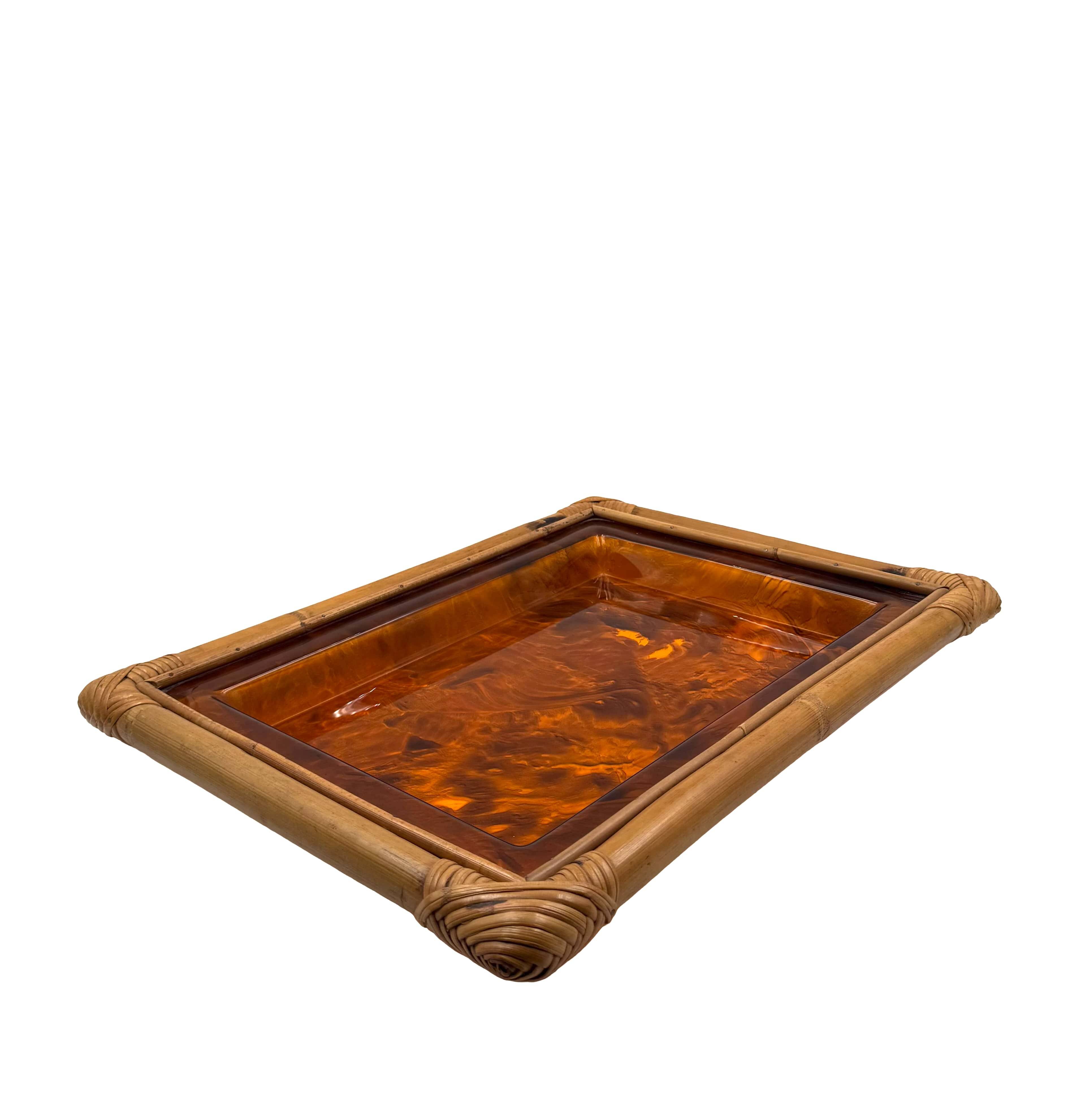 Hollywood regency bamboo tray, Italy 1970s