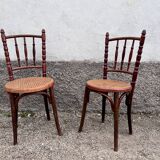Paire de deux chaises cannée vintage