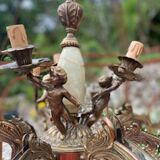 Chandelier with 3 cherubs in bronze and alabaster