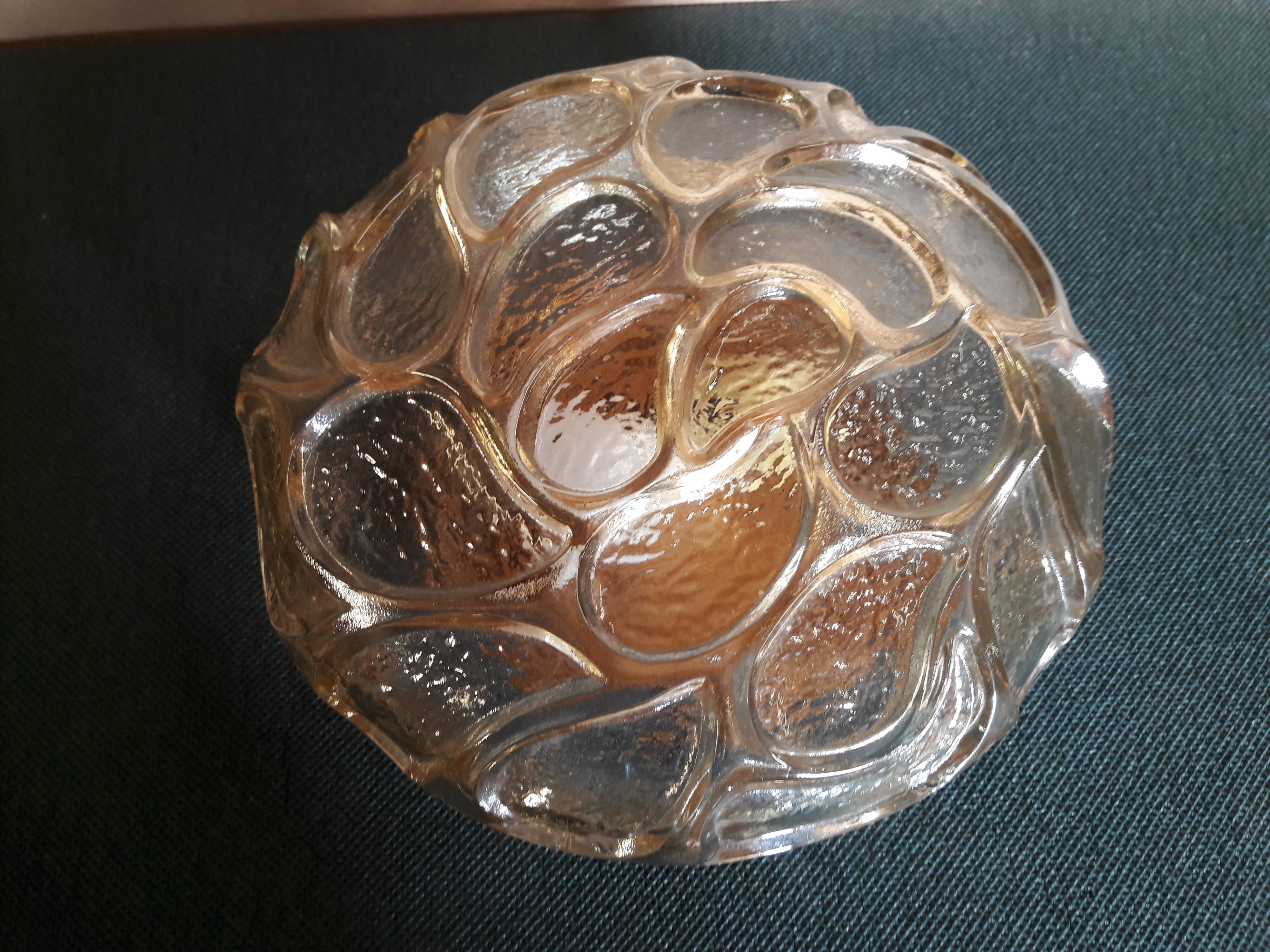 Round amber molded glass ceiling light