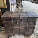 Large Indian chest on wheels early 20th century