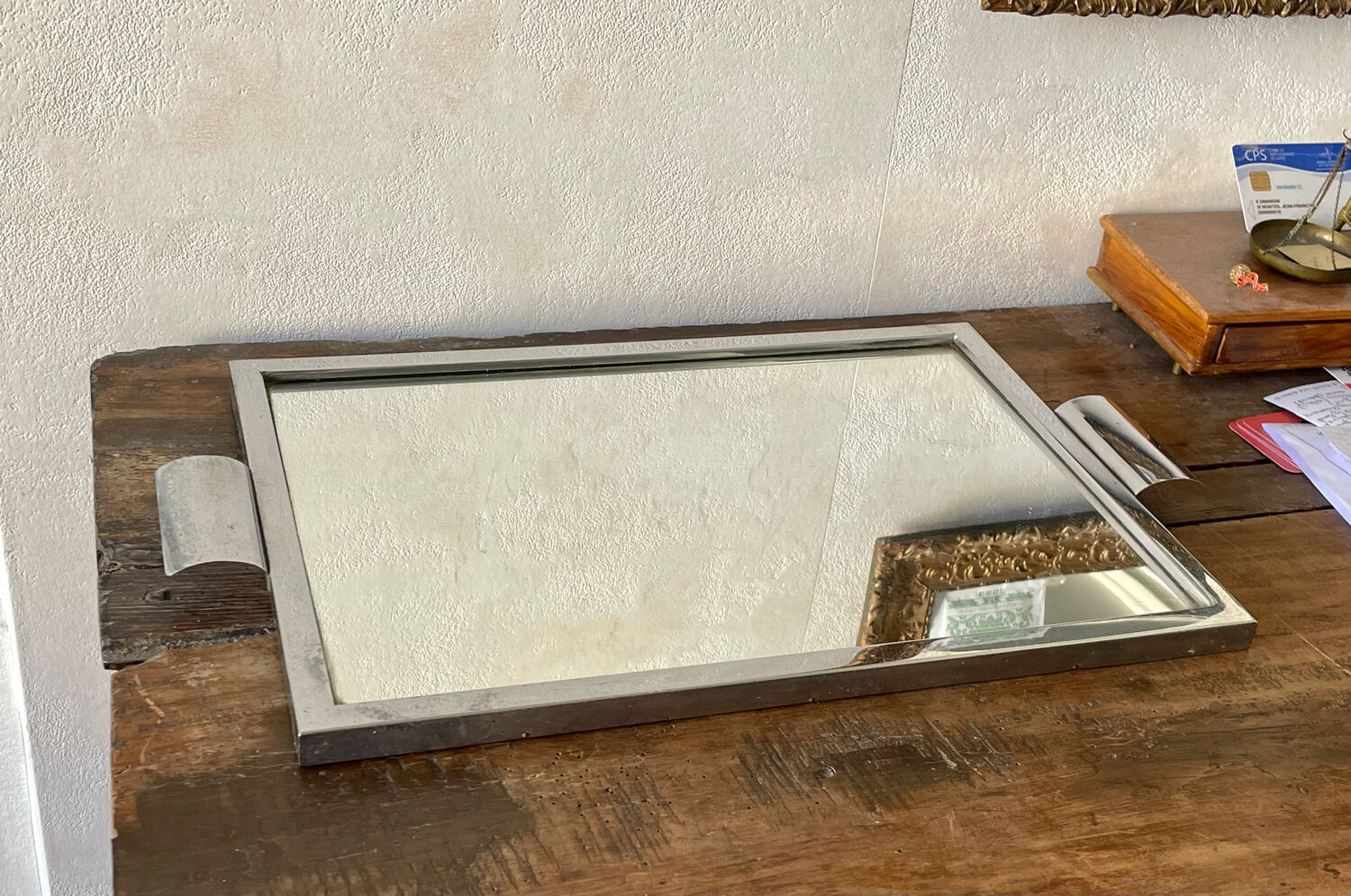 Large vintage vintage Art Deco period mirror tray, 1940