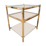 Side table gilded metal and smoked glass