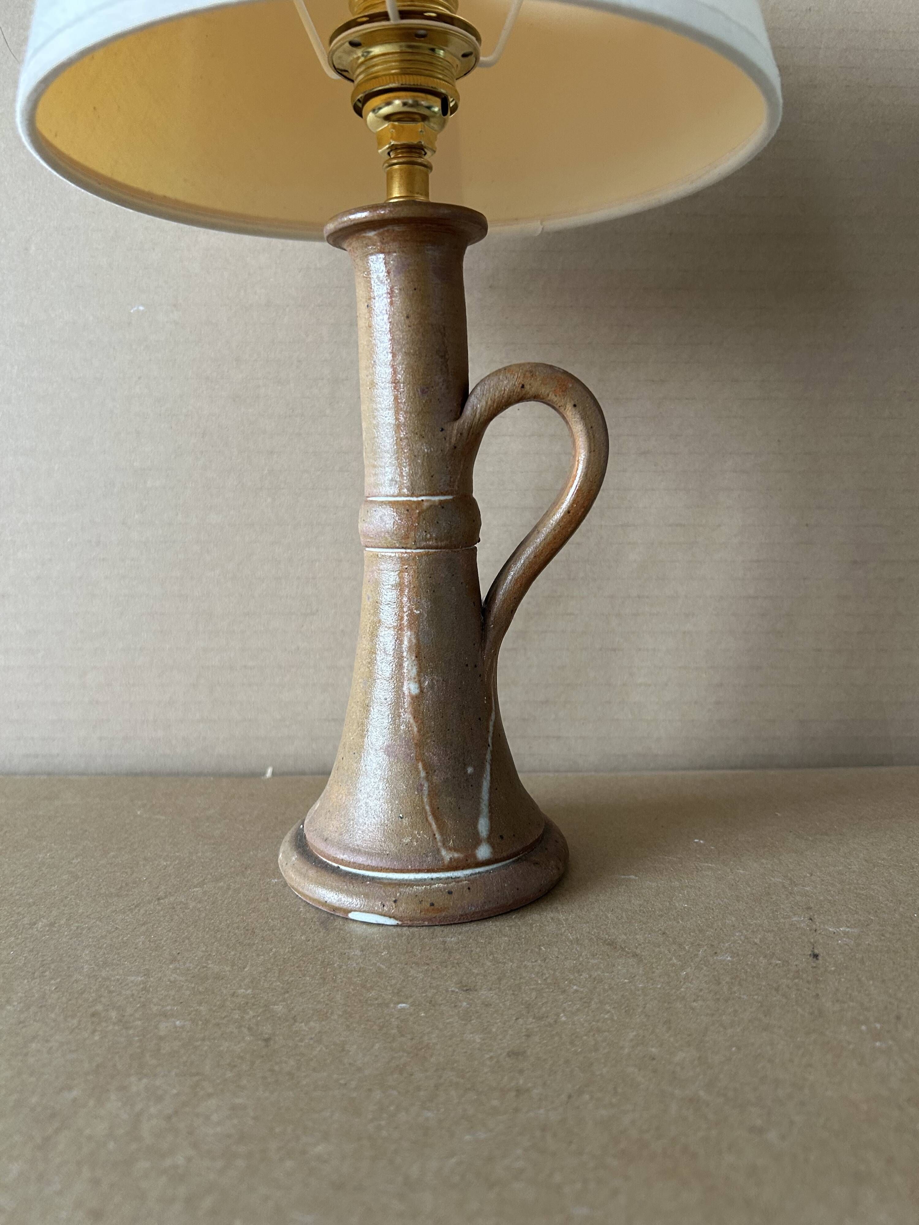 Petite lampe à poser, lampe de chevet vintage En grès émaillé, bon état, au