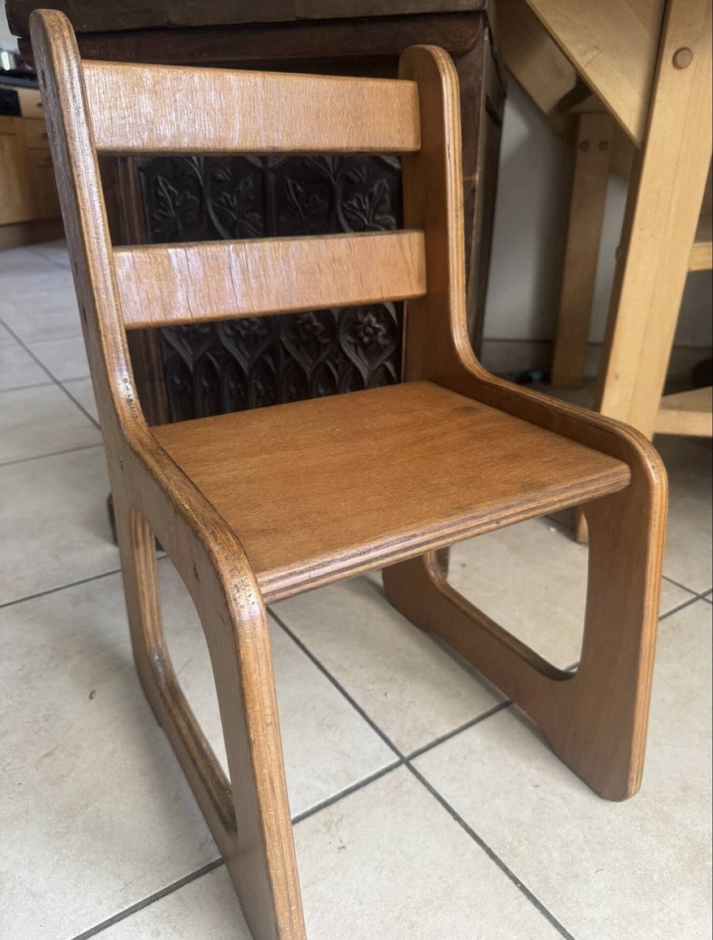 Vintage wooden children's sled chair – 60s/70s design furniture