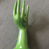 Hand baguier green ceramic 70s