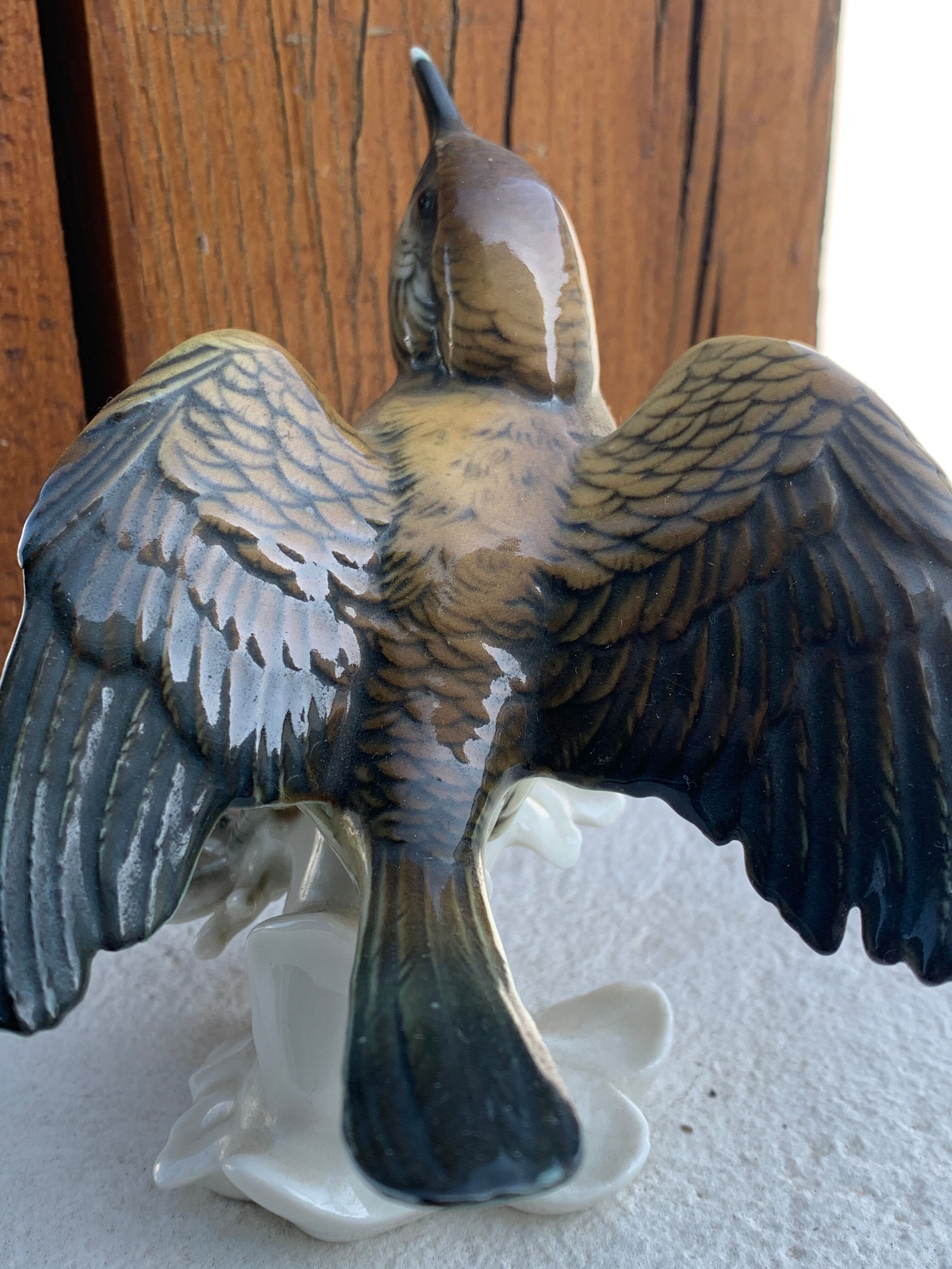 Bird numbered and signed Karl Ens, in Saxon porcelain, nineteenth century