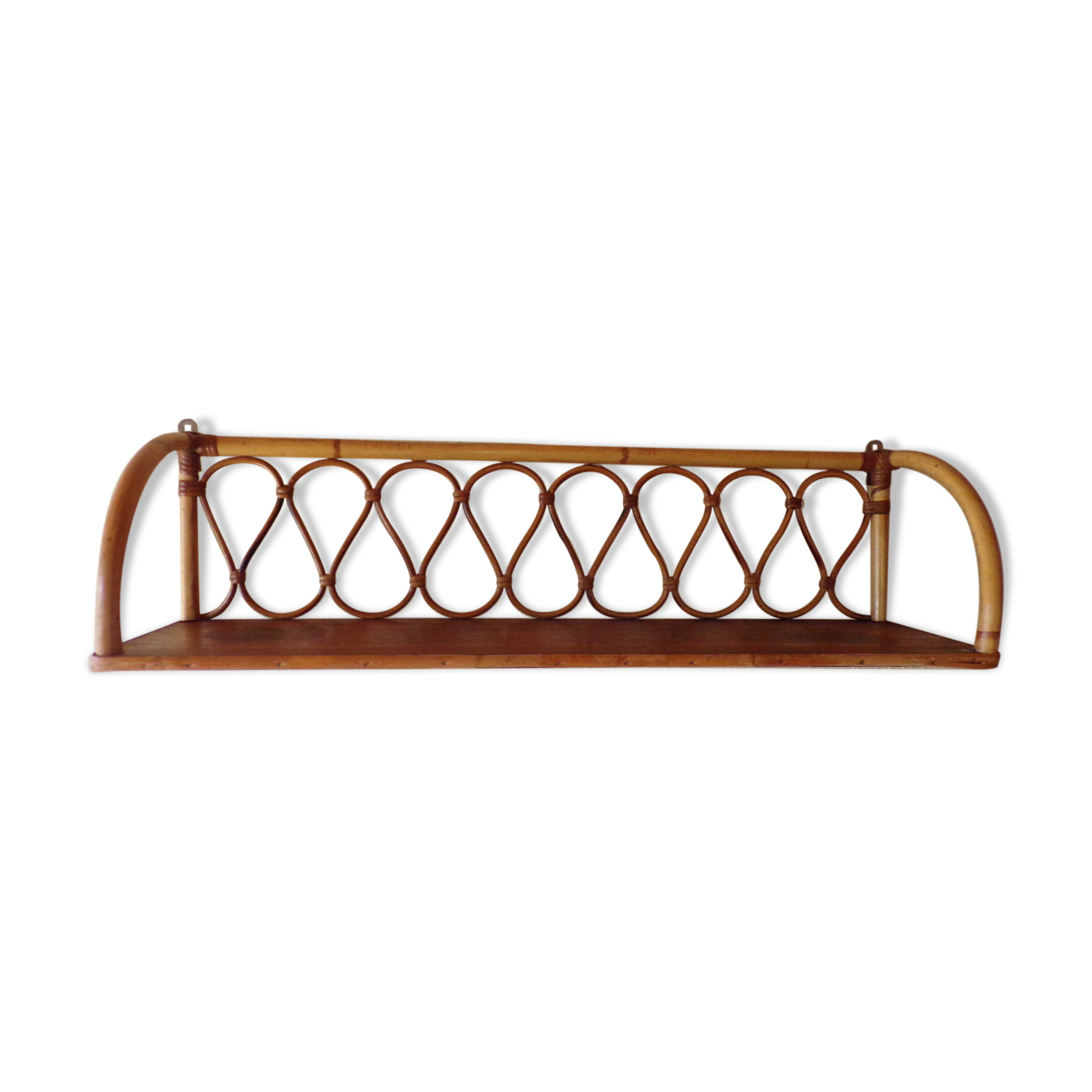 Shelf wall vintage bamboo rattan and wood