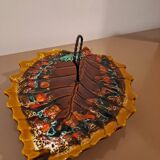 Vallauris glazed ceramic cheese board – leaf decor