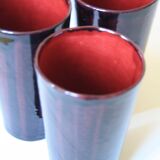 Set of 5 large signed ceramic glasses