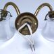 Double gilded bronze and glass wall lamp 1900