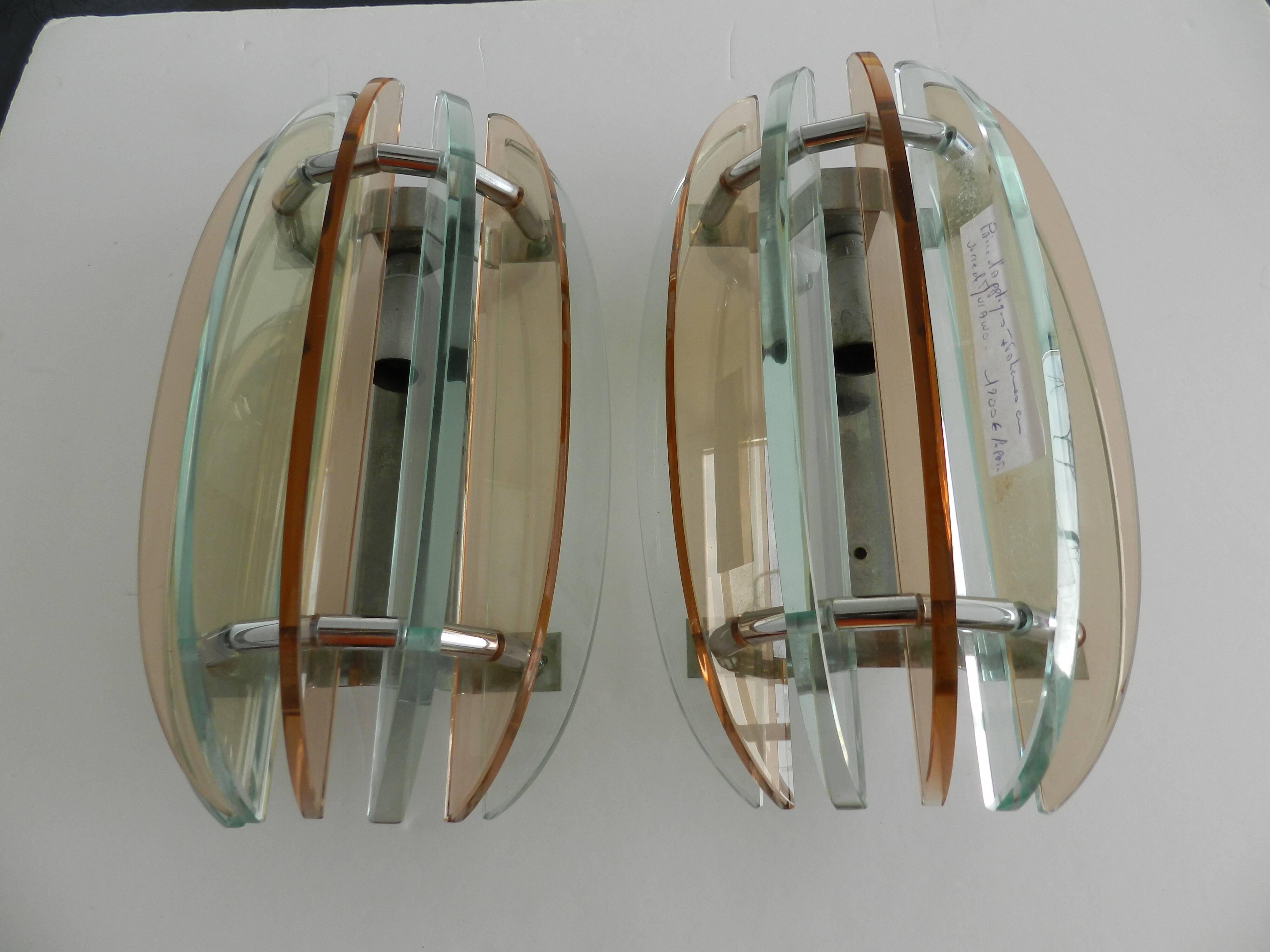 Pair of Murano glass wall sconces from the 1970s.