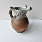 Unusual ceramic vase, Puisaye type, signed (signature to be identified)