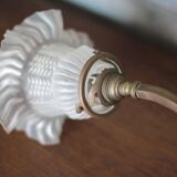 Vintage wall light, bronze swan neck and tulip globe wall light
