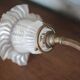 Vintage wall light, bronze swan neck and tulip globe wall light