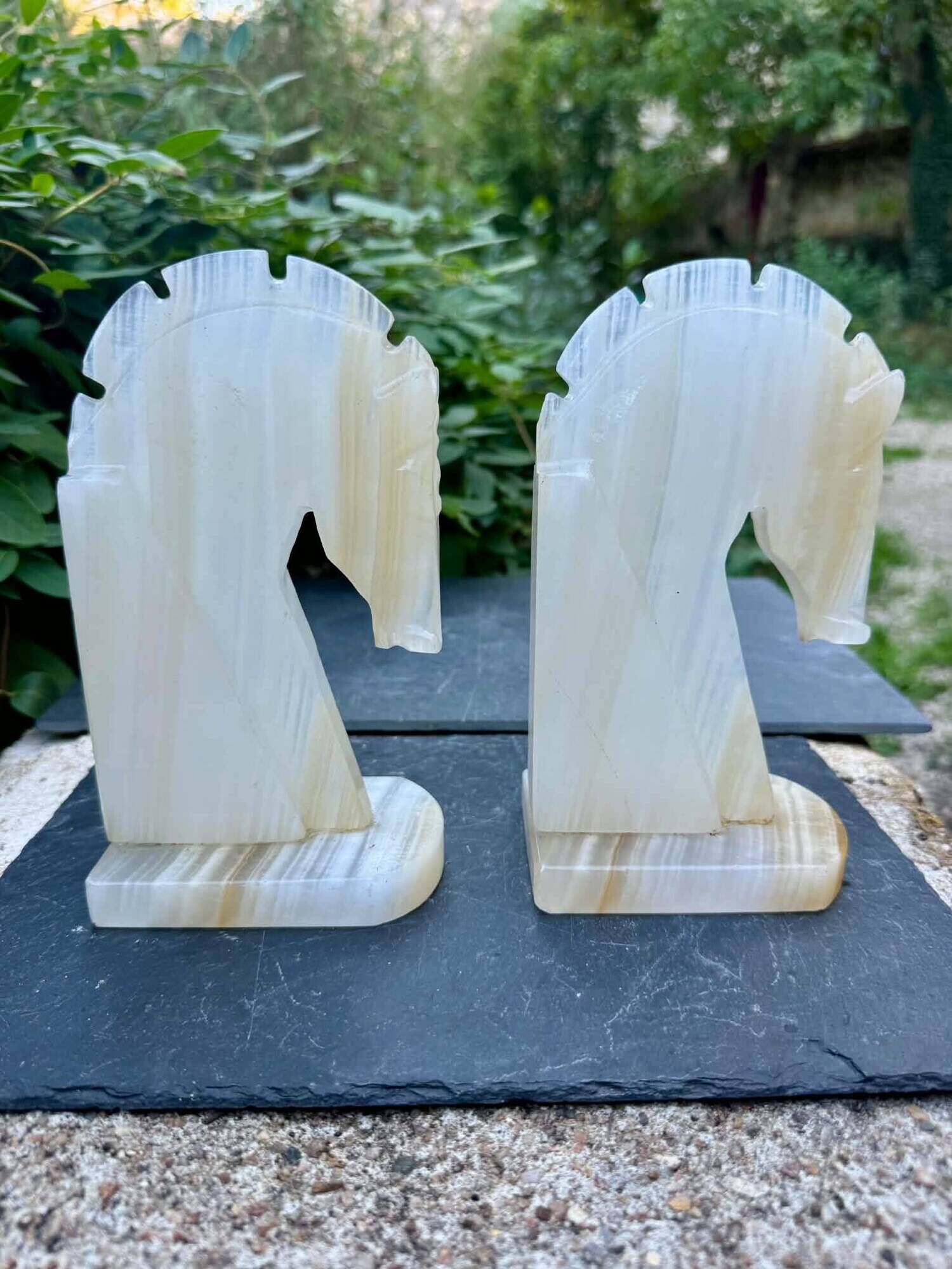 Pair of onyx bookends from the 1960s, vintage Italy.