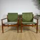 Pair of mid-century modern Danish armchairs in teak with customisable cushions – 1960