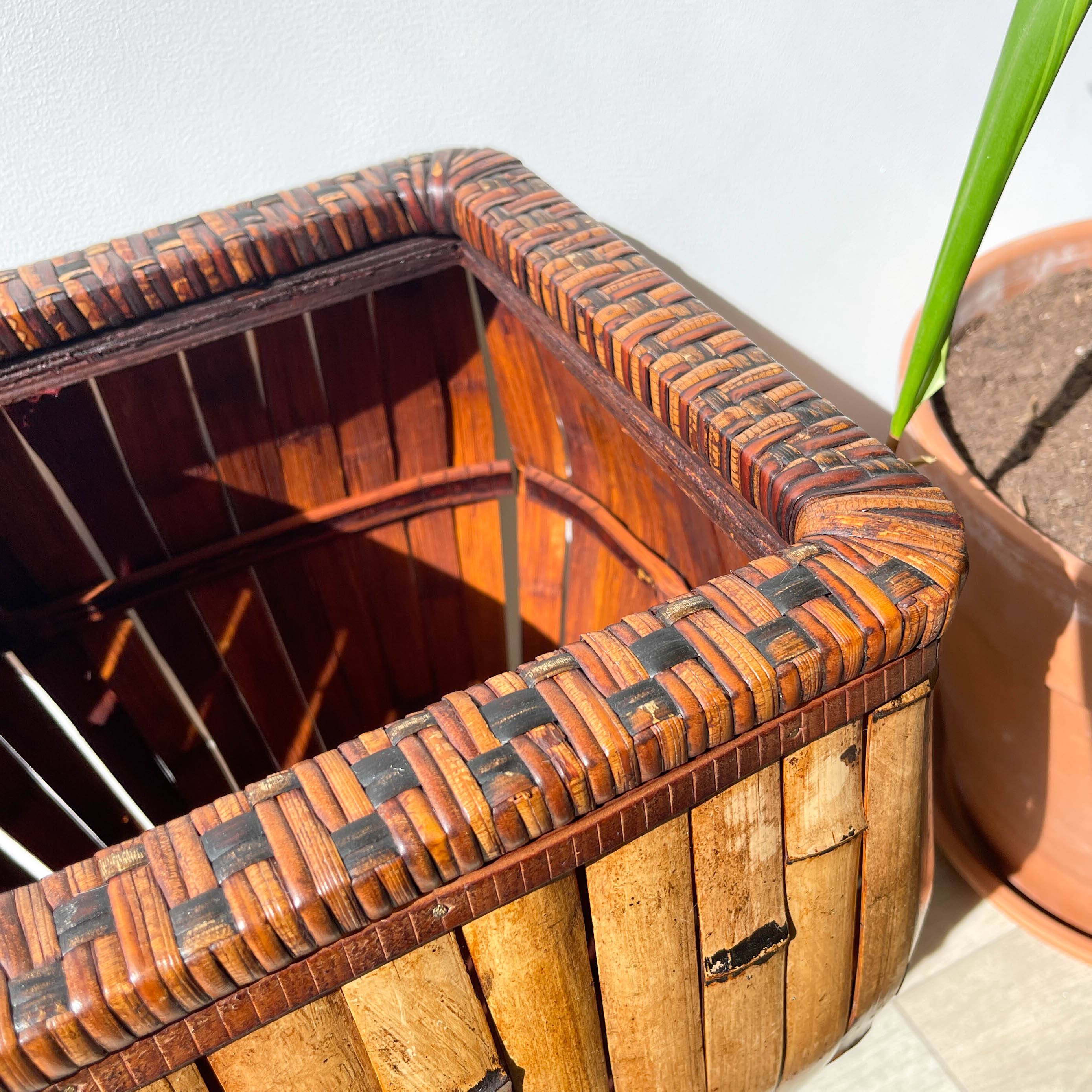 Vintage rattan umbrella stand, colonial style 1930s - Vintage rattan planter