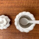 Vintage German porcelain jam pot with lid and spoon from Krömer Porzellan, 1970s, set of 2.