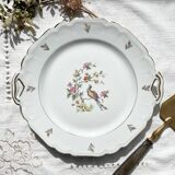 Vintage Limoges Berry porcelain cake dish with bird of paradise motif -