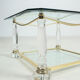 Table basse Hollywood Regency vintage en laiton & verre 1970s