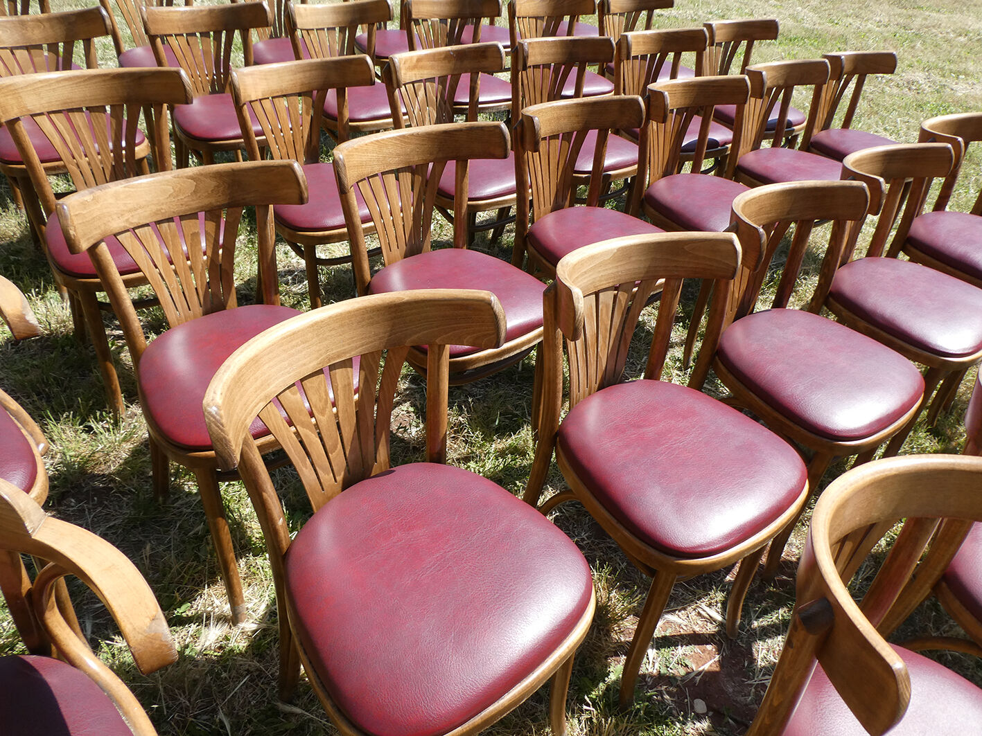 Set of 41 bistro chairs seated red skaï