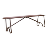 Ancien banc en teck birman et piètement en fer forgé