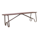 Old bench in Burmese teak with a wrought iron base.