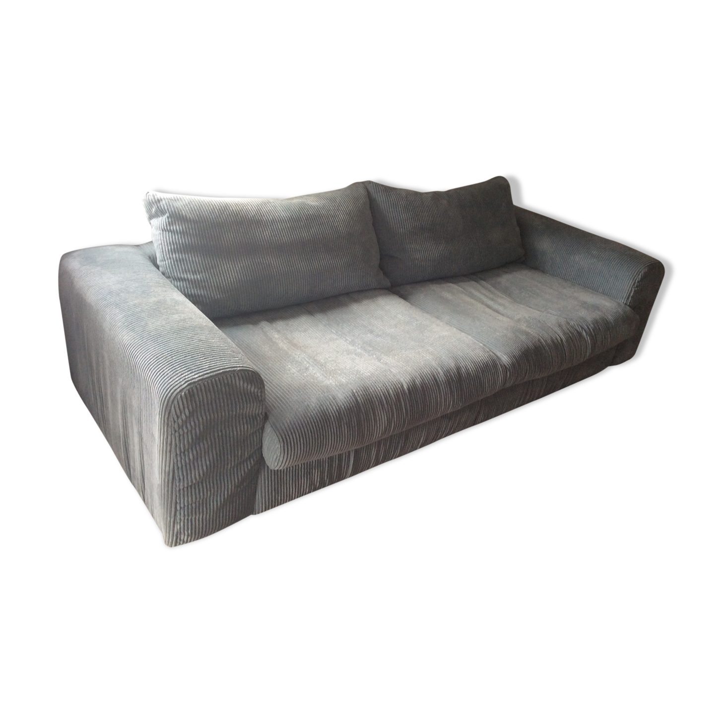 Sky blue ribbed 3-seater sofa
