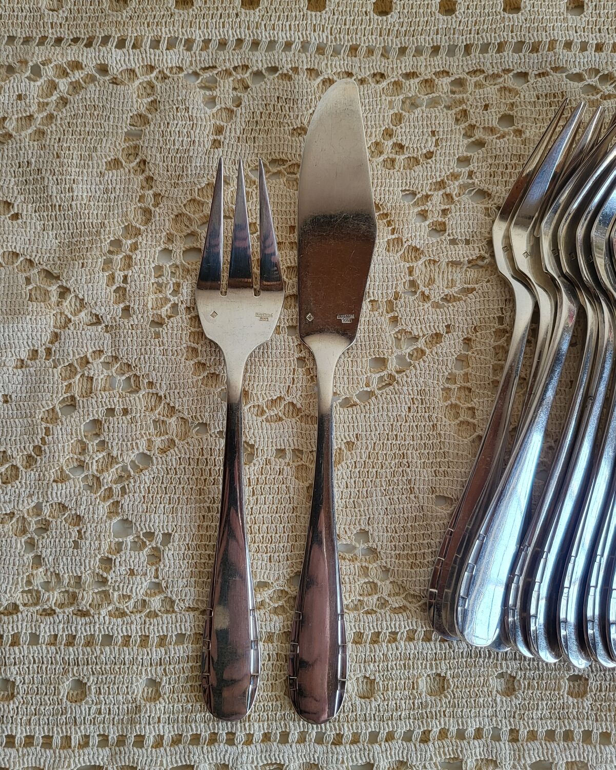 12 silver-plated fish cutlery sets by Argental