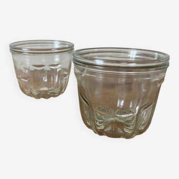 2 pressed glass pudding or Kugelhopf molds