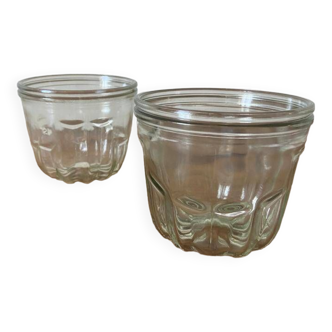 2 pressed glass pudding or Kugelhopf molds