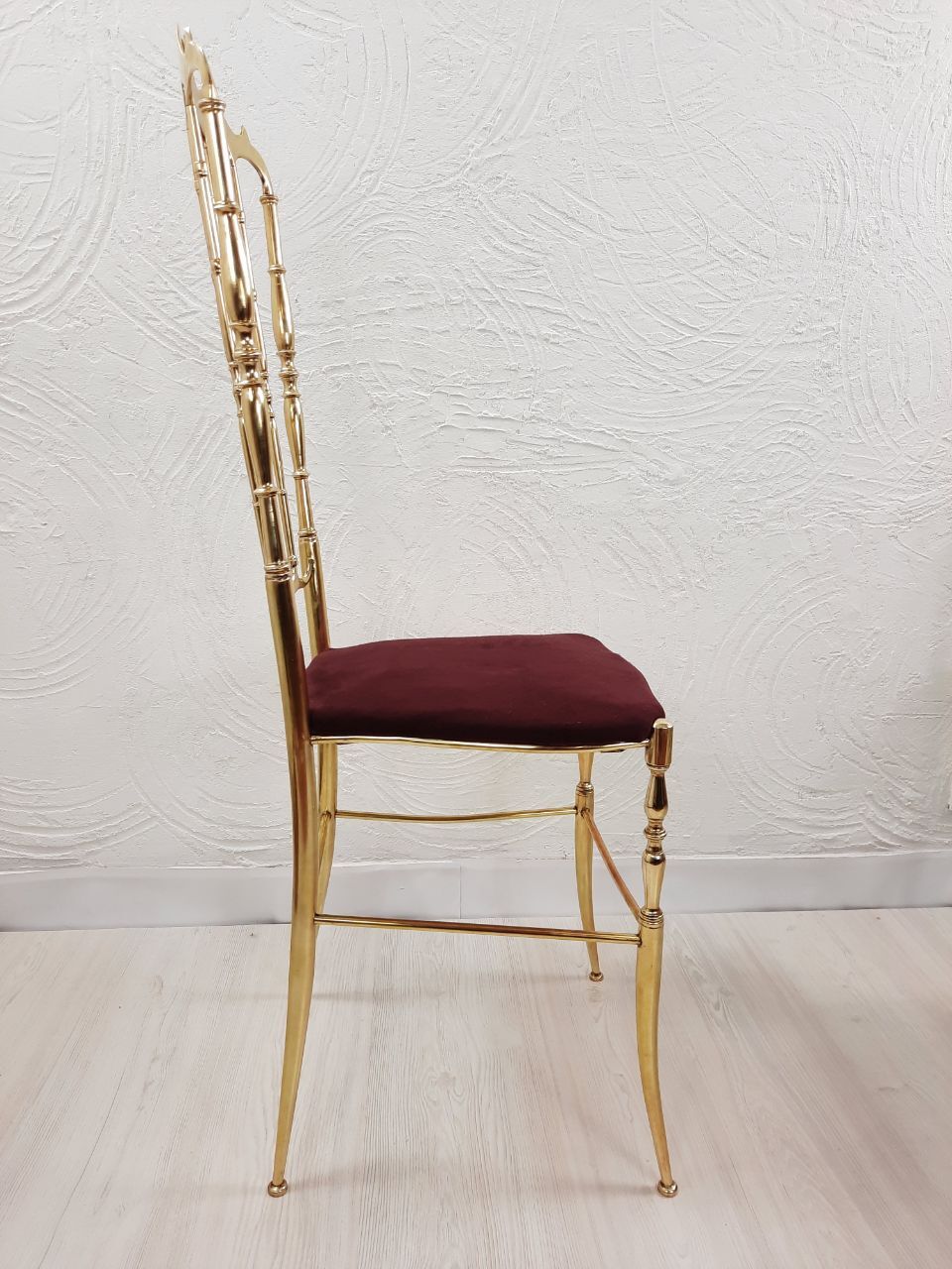 Pair of chiavarine chairs, brass