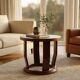 Round Art Deco coffee table in solid oak – 1930s-40s