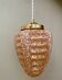 Vintage art deco globe pendant light in pink clichy glass