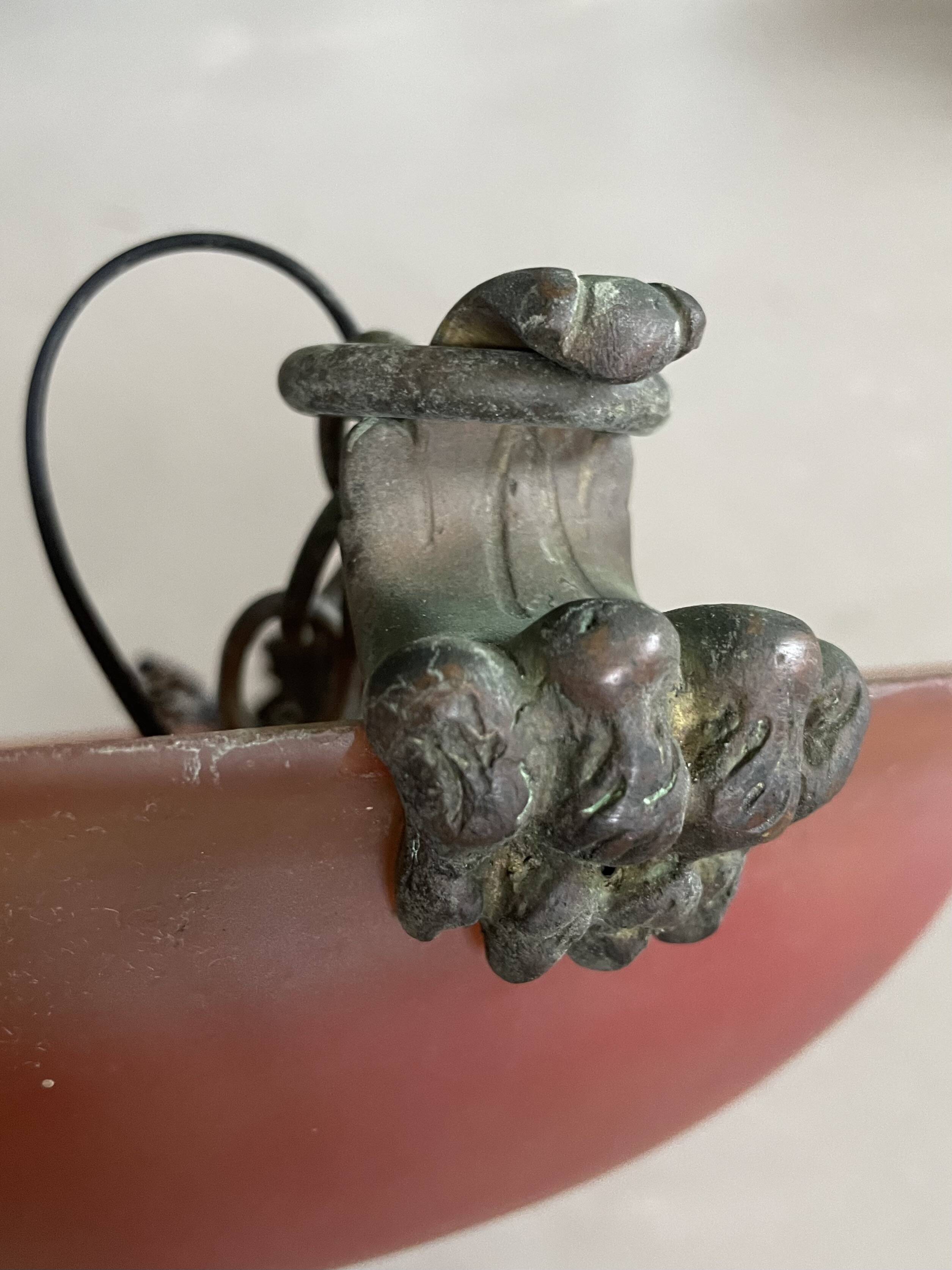 Art Deco pendant light in marbled glass